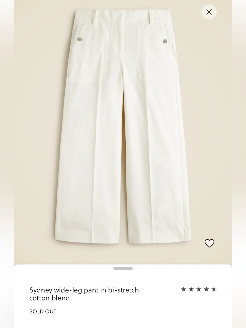 J Crew Sydney bi-stretch wide-leg cropped trousers